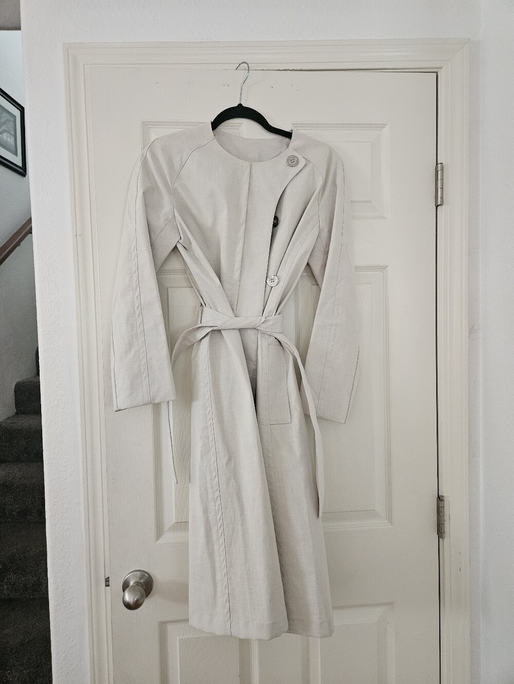 Celine Light CreamTrench Coat with Belt And Pockets Sizr 38